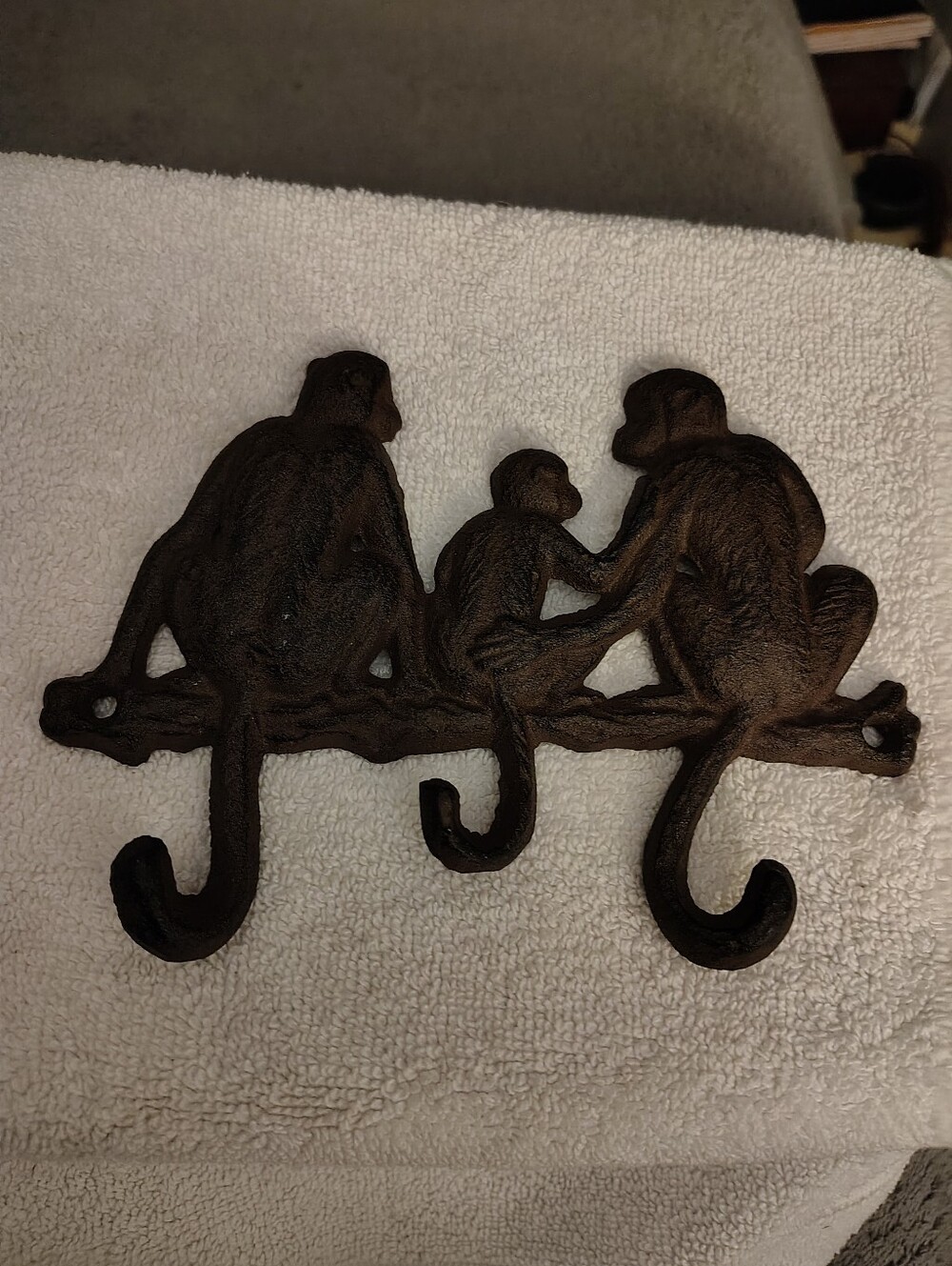 Brown Monkey Trio Wall Hook - Decorative Home Wall Decor  Cast Iron